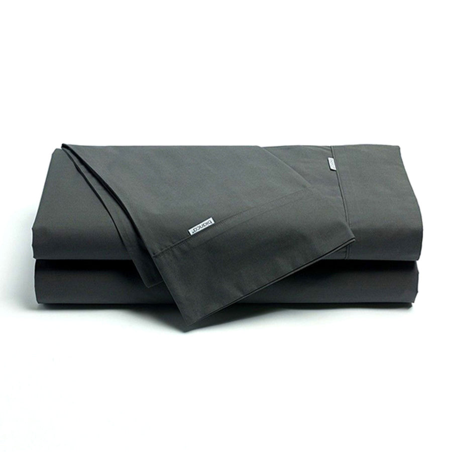 Bianca Heston Cotton Percale Sheet Set 300TC Charcoal Queen 4 Piece - SuperSaverAU - view 1