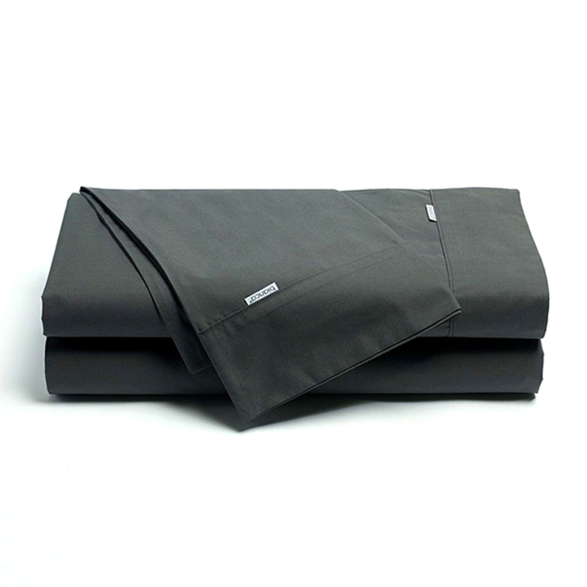 Bianca Heston Cotton Percale Sheet Set Charcoal Single 300TC 40cm Fitted - SuperSaverAU - view 1