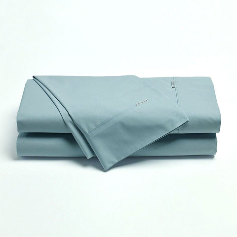 Bianca Heston Cotton Percale Sheet Set with 300TC Finish - Steel Blue, Double