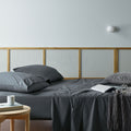 Bianca Natural Sleep Recycled Cotton Bamboo Sheet Set Charcoal 1x Flat 195x260cm - SuperSaverAU - view 1