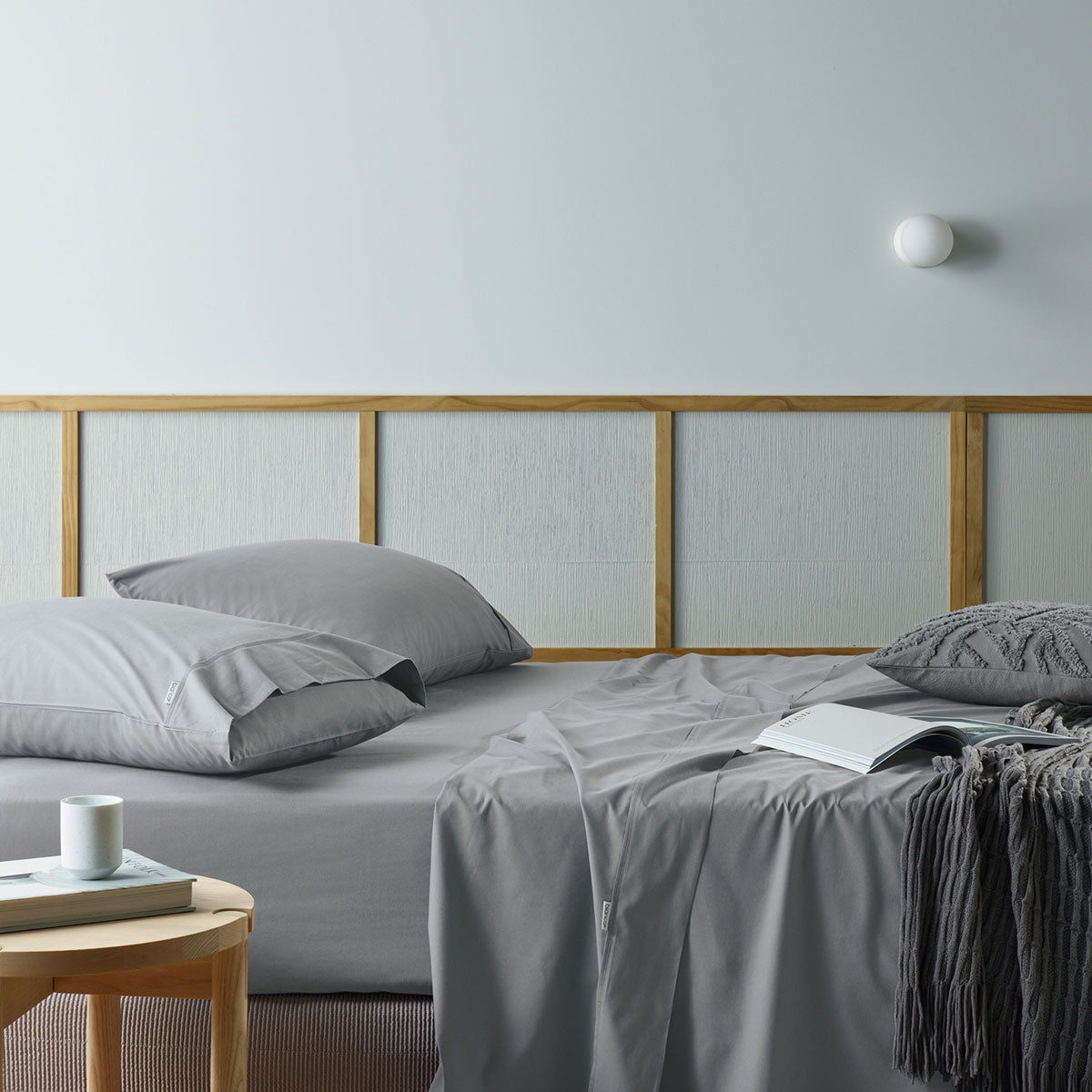Bianca Natural Sleep Recycled Cotton Bamboo Sheet Set Silver - Single 195x260cm - SuperSaverAU - view 1