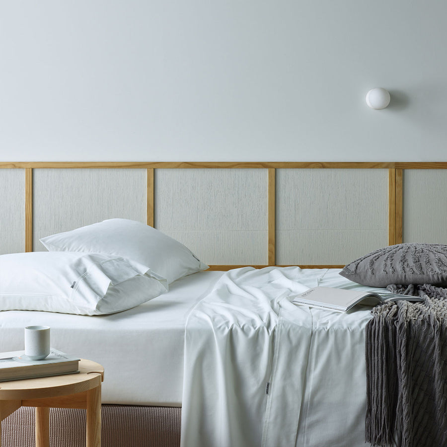 Bianca Natural Sleep Recycled Cotton Bamboo Sheet Set White Double 240x260cm - SuperSaverAU - view 1