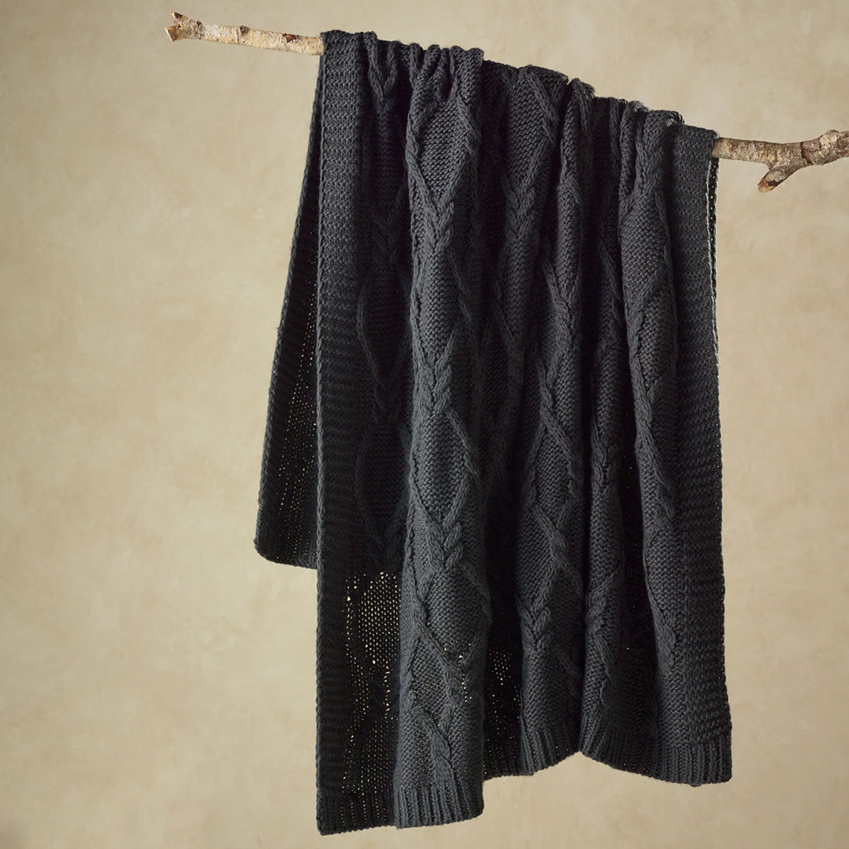 Bianca Johnson Knitted Throw Rug 130 x 160 cm - Soft Acrylic, Machine Washable, Charcoal - SuperSaverAU - view 1