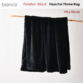 Bianca Tambar Faux Fur Throw Rug – Black 130 x 170cm