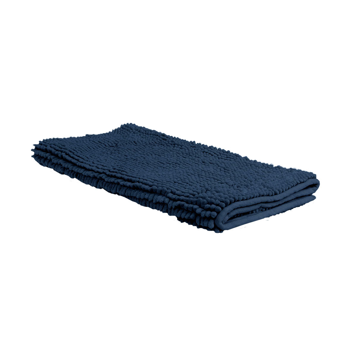 Chenille Toggle Bath Mat 50 x 80cm - Ultra Absorbent, Fast Drying, Navy