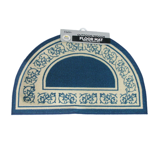 Newton Half Moon Floor Mat 50 x 80cm - Blue, Non-Skip Rubber Backing