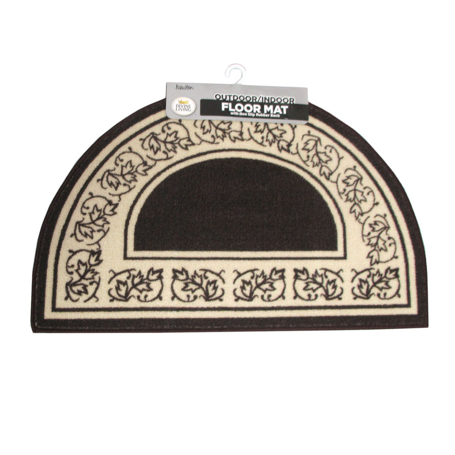 Newton Half Moon Floor Mat 50 x 80cm - Coffee, Non-Skip Rubber Backing - SuperSaverAU - view 1