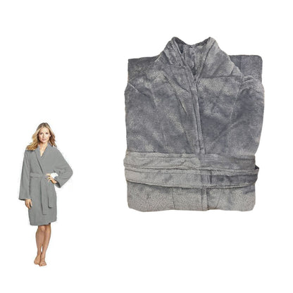 Ultra Soft Plush Fleece Bath Robe Grey XL - 190GSM, Solid Colour, Designed in Australia