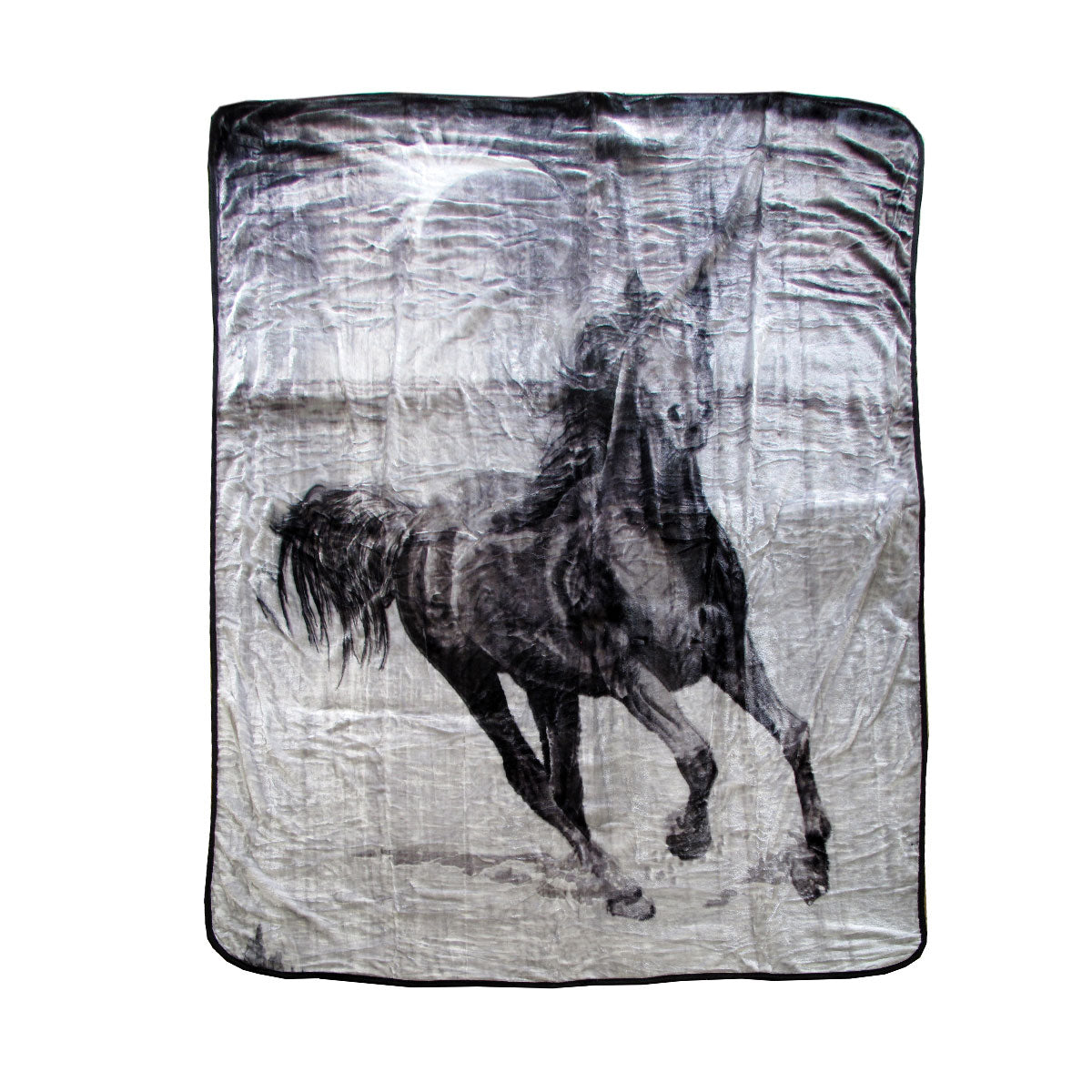 Galloping Horse 375gsm 1 Ply 3D Print Faux Mink Blanket Queen 200x240 cm - SuperSaverAU - view 1