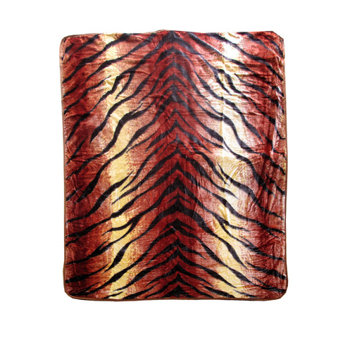 375gsm Animal Print Faux Mink Blanket Queen 200x240 cm - Tiger Design - SuperSaverAU - view 1