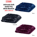 Faux Mink Blanket Queen 200x240 cm 375gsm Solid Navy - Warm & Comfortable - SuperSaverAU - view 2