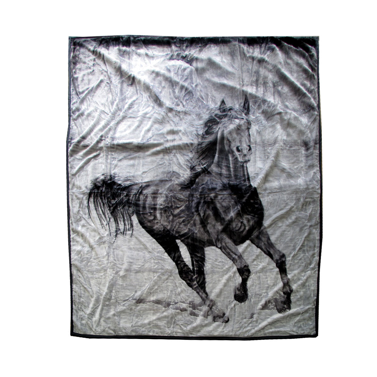 Galloping Horse 675gsm 2 Ply 3D Print Faux Mink Blanket Queen 200x240 cm - SuperSaverAU - view 1