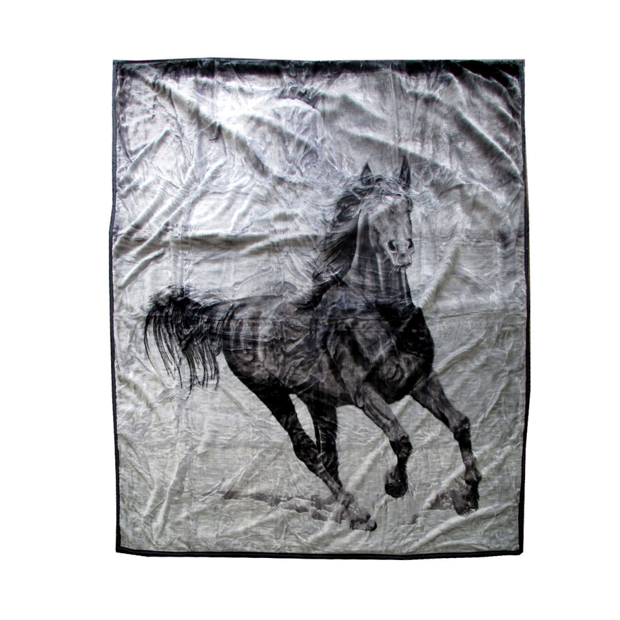 Galloping Horse 675gsm 2 Ply 3D Print Faux Mink Blanket Queen 200x240 cm - SuperSaverAU - view 1