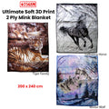 Faux Mink Blanket 675gsm 2 Ply 200x240 cm Winter Wolf Design - SuperSaverAU - view 2