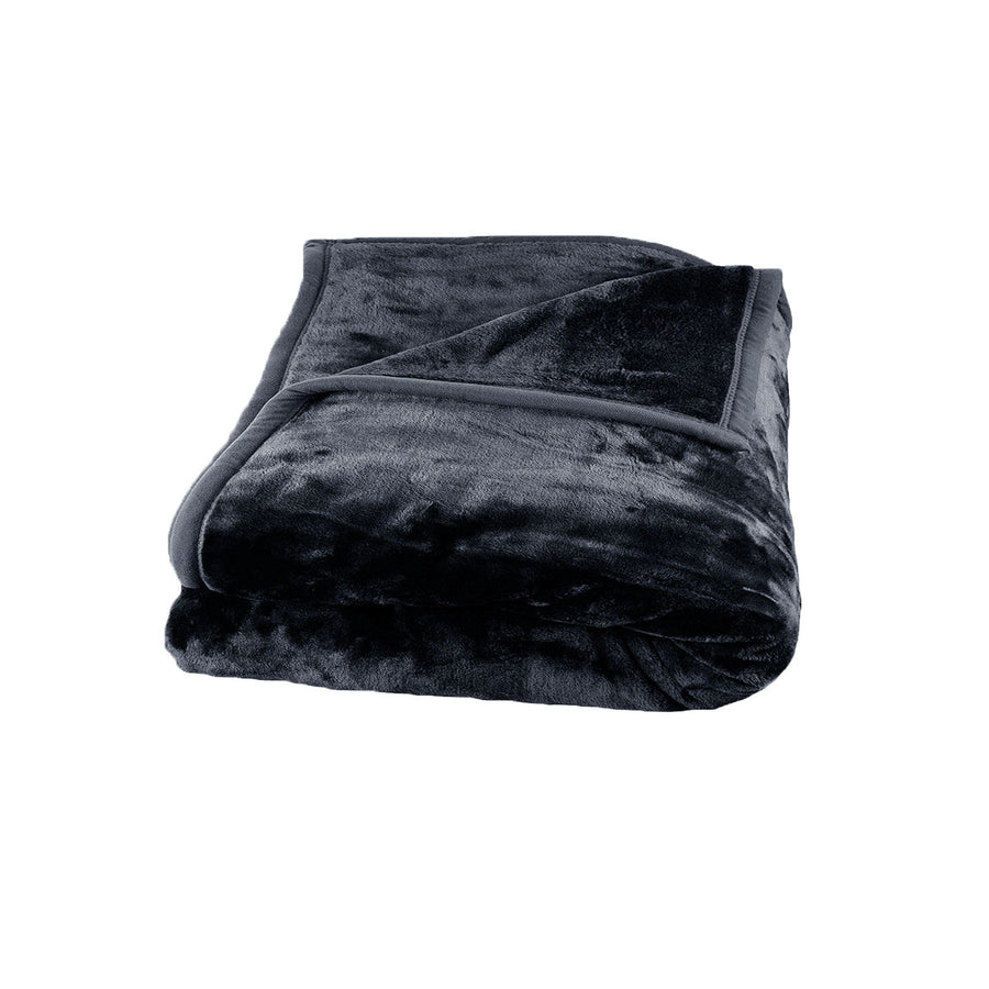 675gsm 2 Ply Solid Faux Mink Blanket Queen 200x240 cm Charcoal - Cozy & Stylish - SuperSaverAU - view 1