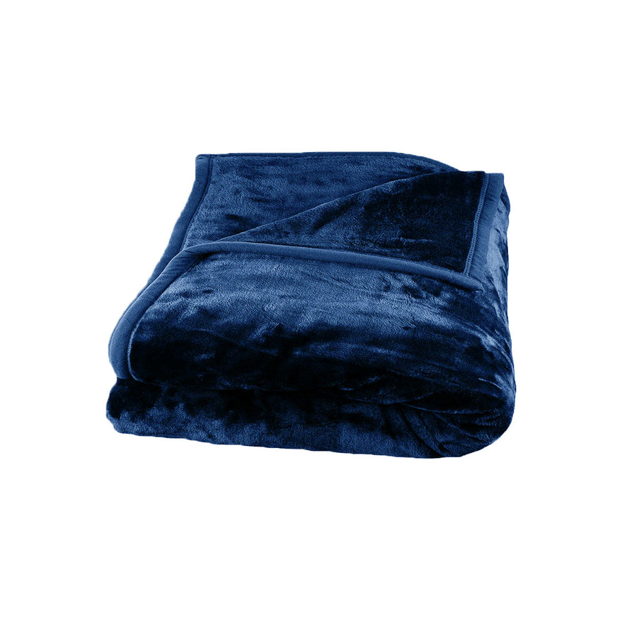 675gsm 2 Ply Solid Faux Mink Blanket Queen 200x240 cm Navy - Cozy & Stylish - SuperSaverAU - view 1