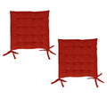 Set of 2 Red Chair Pads with Ties 40 x 40 cm - Soft & Durable Fabric - SuperSaverAU - view 1