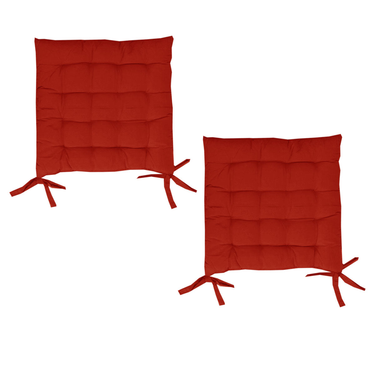 Set of 2 Red Chair Pads with Ties 40 x 40 cm - Soft & Durable Fabric