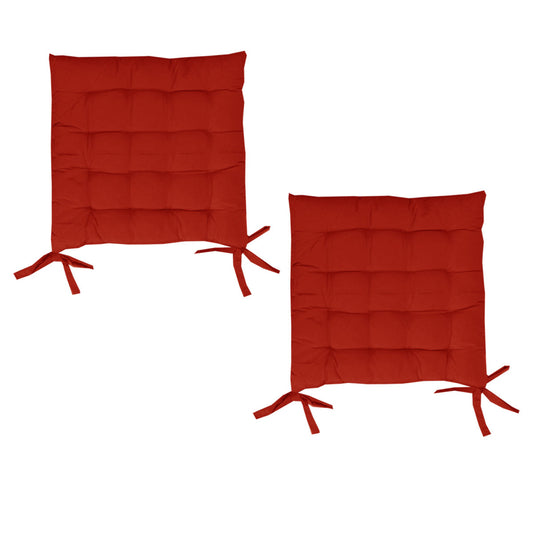 Set of 2 Red Chair Pads with Ties 40 x 40 cm - Soft & Durable Fabric