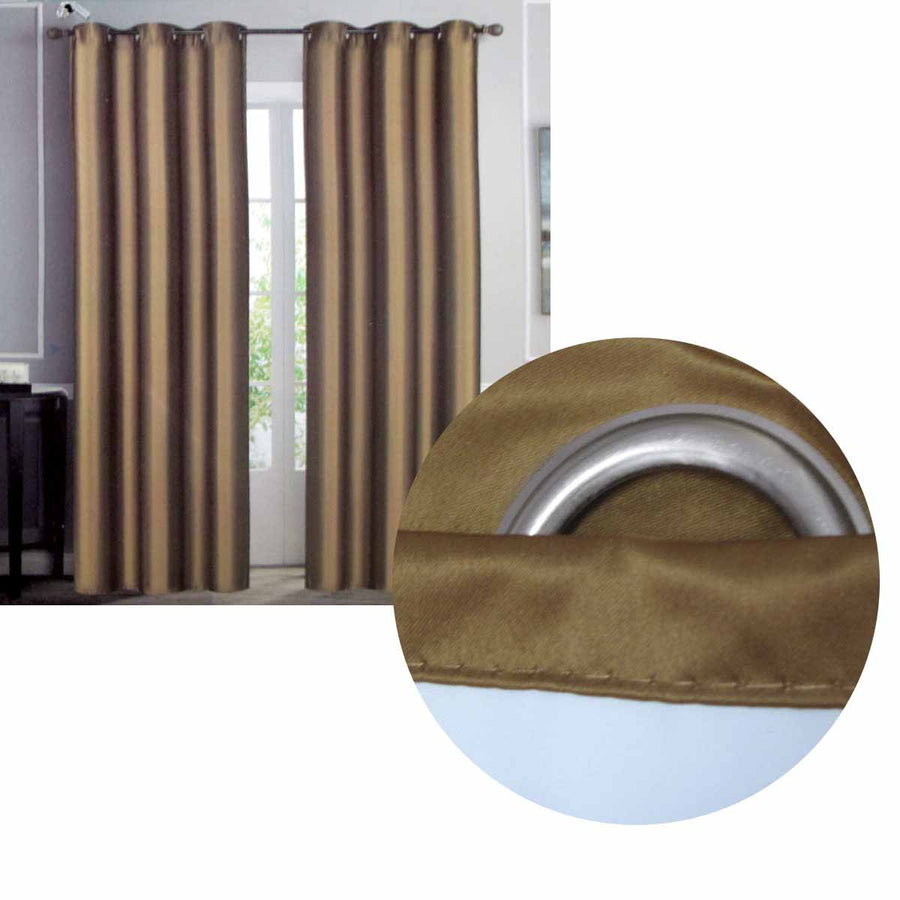 Emporio Hudson Blockout Eyelet Curtains Pair - Camel, 137 x 213cm Each