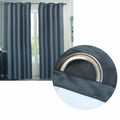 Emporio Hudson Blockout Eyelet Curtains Pair - Charcoal, 137 x 213cm Each