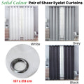 Solid Colour Sheer Eyelet Curtains 137 x 213 cm - White, Easy to Hang - SuperSaverAU - view 2
