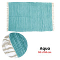 Large Chindi Cotton Handmade Floor Mat with Tassels 90 x 150 cm - Aqua - SuperSaverAU - view 2
