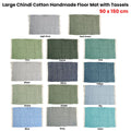 Large Chindi Cotton Handmade Floor Mat with Tassels 90 x 150 cm - Aqua - SuperSaverAU - view 3