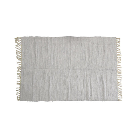 Large Chindi Cotton Handmade Floor Mat with Tassels 90 x 150 cm Silver - SuperSaverAU - view 1