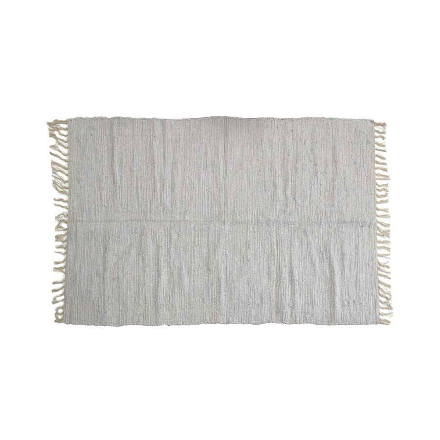 Large Chindi Cotton Handmade Floor Mat with Tassels 90 x 150 cm Silver - SuperSaverAU - view 1