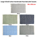 Large Chindi Cotton Handmade Floor Mat with Tassels 90 x 150 cm Silver - SuperSaverAU - view 2