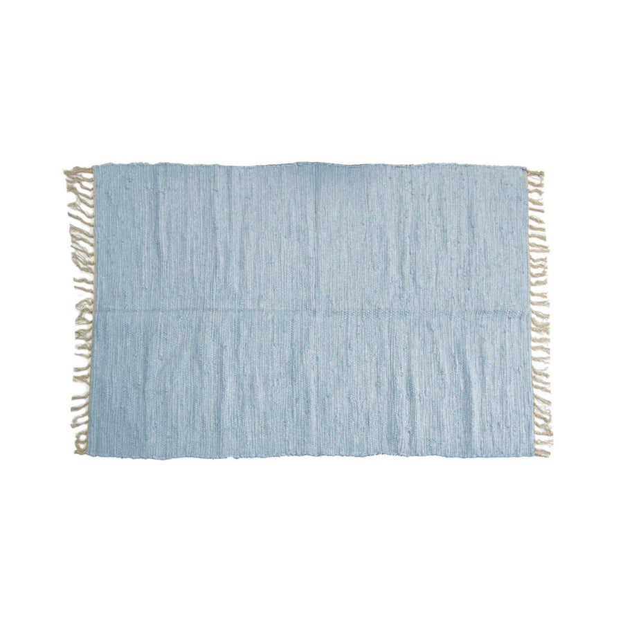 Large Chindi Cotton Handmade Floor Mat with Tassels 90 x 150 cm - Sky - SuperSaverAU - view 1