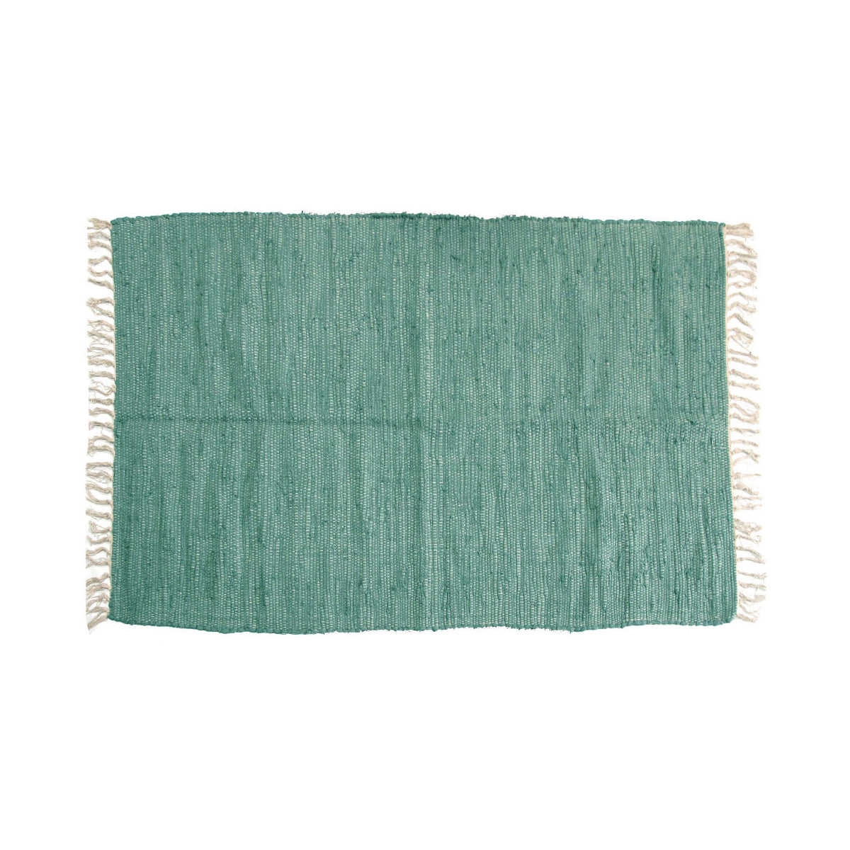 Large Chindi Cotton Handmade Floor Mat with Tassels 90 x 150 cm - Teal - SuperSaverAU - view 1