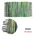 Tonal Chindi Cotton Handmade Floor Mat with Tassels 70 x 120 cm - Green - SuperSaverAU - view 2