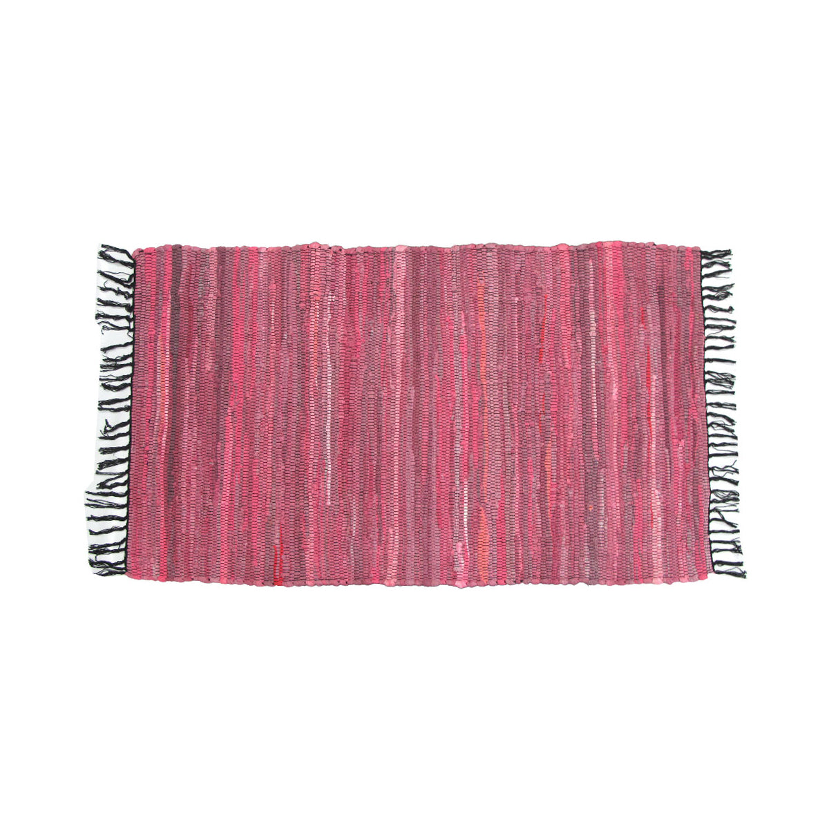 Tonal Chindi Cotton Handmade Floor Mat with Tassels 70 x 120 cm - Pink - SuperSaverAU - view 1