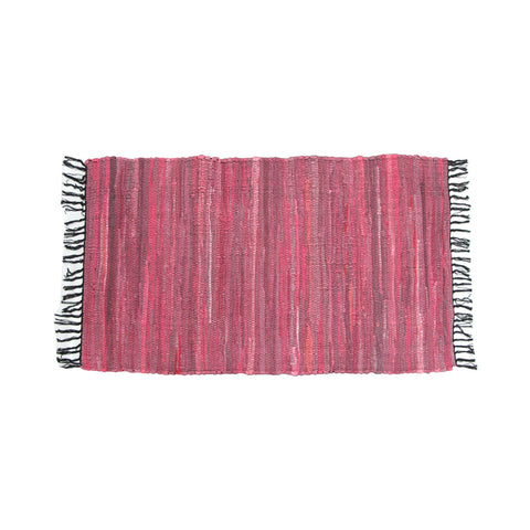 Tonal Chindi Cotton Handmade Floor Mat with Tassels 70 x 120 cm - Pink - SuperSaverAU - view 1