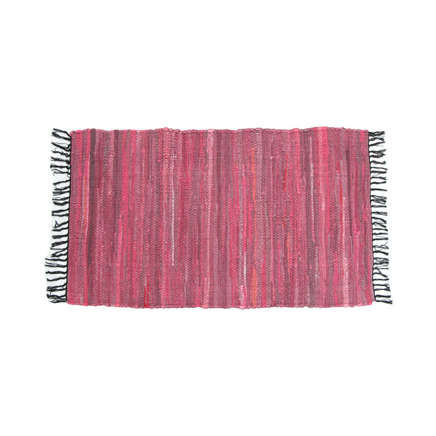 Tonal Chindi Cotton Handmade Floor Mat with Tassels 70 x 120 cm - Pink - SuperSaverAU - view 1