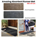 Amazing Absorbent Runner Mat 150 x 57 cm - Antislip, Textured Design, Brown/Taupe/White - SuperSaverAU - view 2