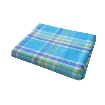 Cotton Plaid Checks Oblong Table Cloth Blue 130 x 180cm - Stylish Checkered Design