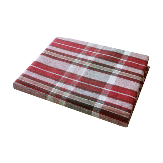 Cotton Plaid Checks Oblong Table Cloth Red 130 x 180cm - Stylish Checkered Design