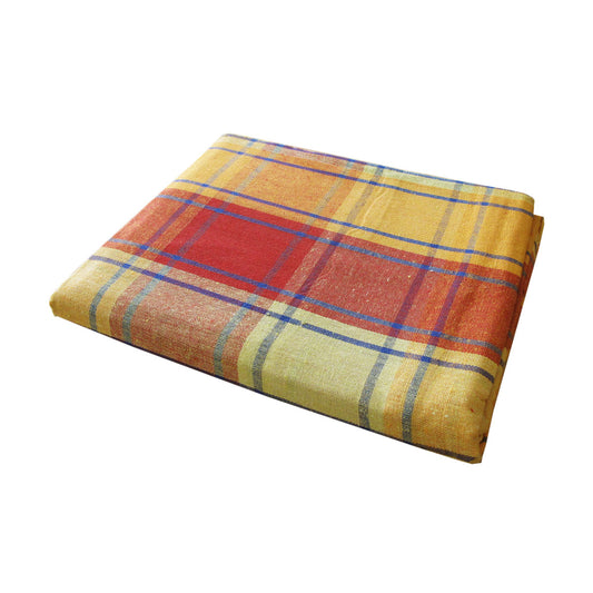 Cotton Plaid Checks Round Table Cloth 180cm Diameter - Yellow, Machine Washable