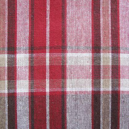 Cotton Plaid Checks Oblong Table Cloth Red 150 x 230 cm - Stylish Checkered Design