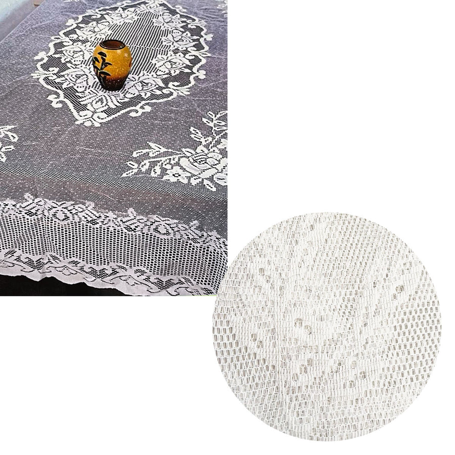 Rosie White Large Deluxe Lace Tablecloth 150cm x 230cm for 6 to 8 Seaters - SuperSaverAU - view 1