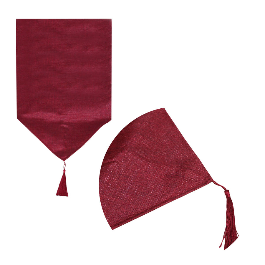 Metallic Texture Table Runner with Tassel 33 x 180 cm - Red - SuperSaverAU - view 1