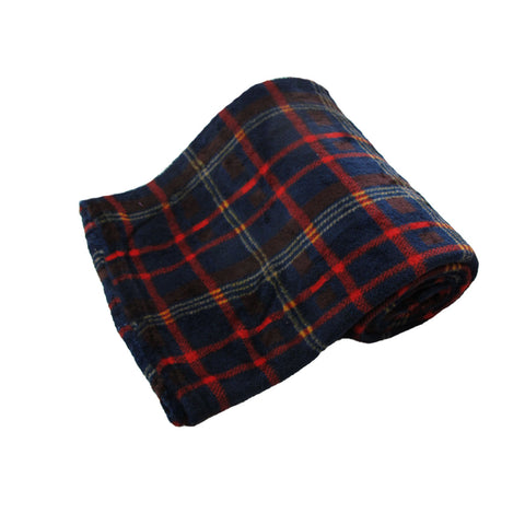 Fashion Printed Ultra Soft Coral Fleece Throw 127 x 152cm - Checkered Design - SuperSaverAU - view 1