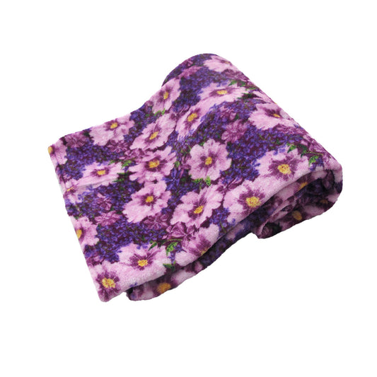 Fashion Printed Ultra Soft Coral Fleece Throw 127 x 152cm Floral Purple