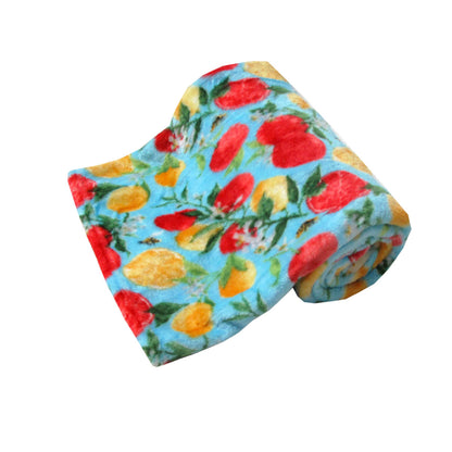 Fashion Printed Ultra Soft Coral Fleece Throw 127 x 152cm - Fruit & Bees