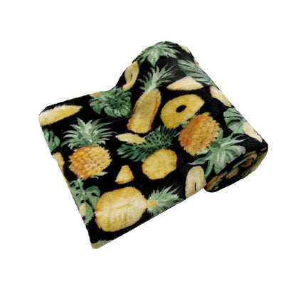 Pineapple 190GSM Fashion Printed Ultra Soft Coral Fleece Throw 127 x 152cm