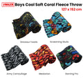 Boys Cool Ultra Soft Coral Fleece Throw 127 x 152cm - Screaming Skulls Design - SuperSaverAU - view 2