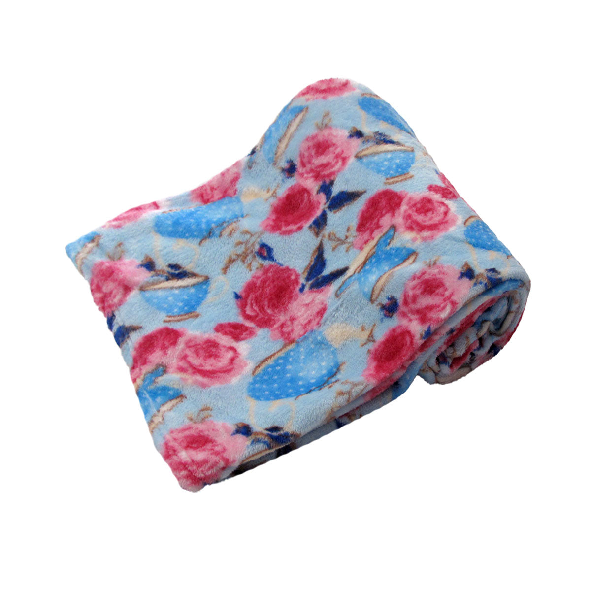 Fashion Printed Ultra Soft Coral Fleece Throw 127 x 152cm - Tea Garden - SuperSaverAU - view 1
